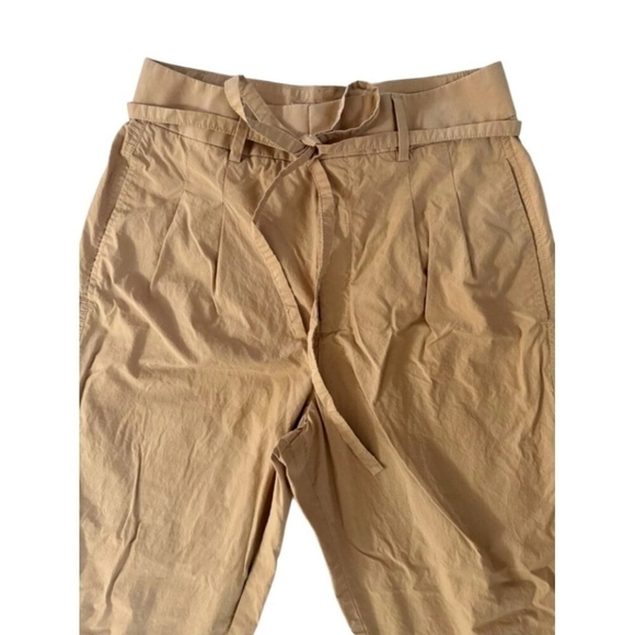 Everlane The Poplin Pleated Taper Pant Brown Caramel Size 14 - Picture 7 of 12